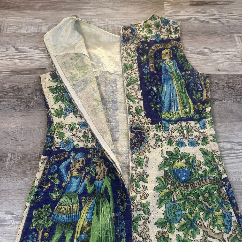 Vintage Cream, Blue & Green Printed Midi Dress - Picture 5 of 8